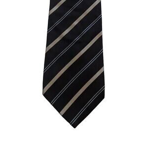 Banana Republic Brown/Tan/Blue/Neutral Classic Striped Silk Tie 57.5" by 3.5